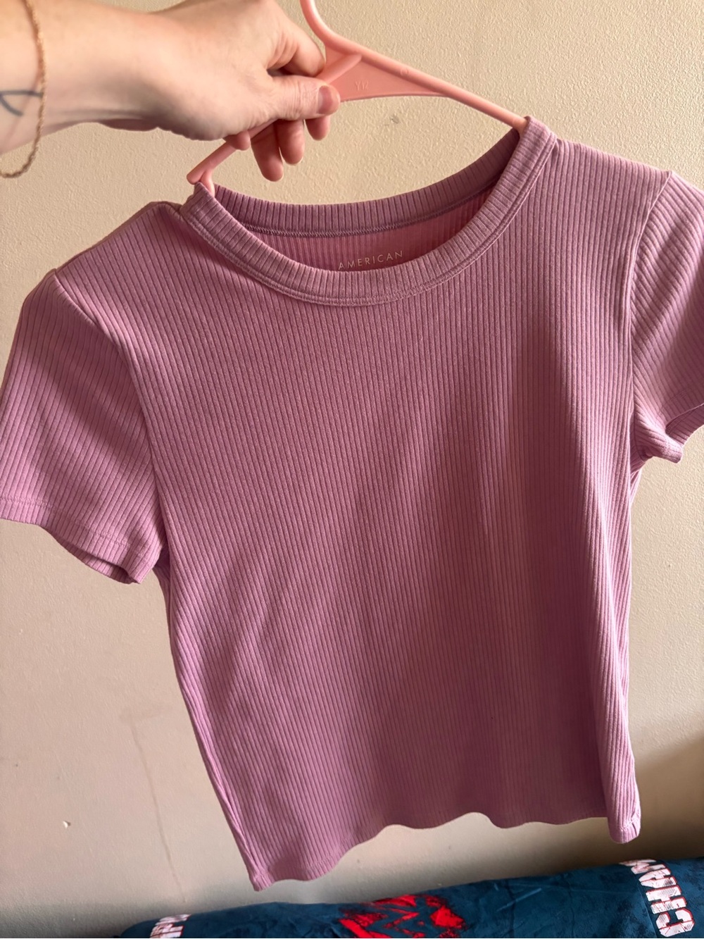 American Eagle Outfitters Ribbed Short Sleeve Top - light purple